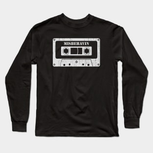 Misbehavin - Vintage Cassette White Long Sleeve T-Shirt